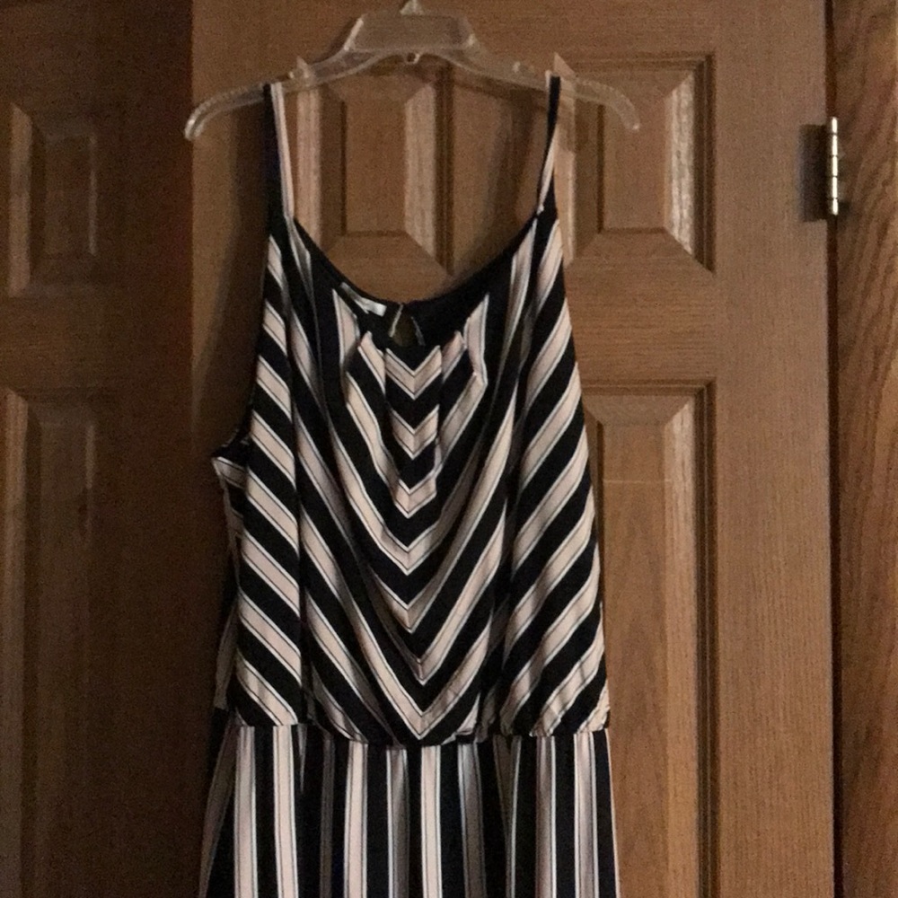 Maurice’s sun dress.pink, black and white stripes.